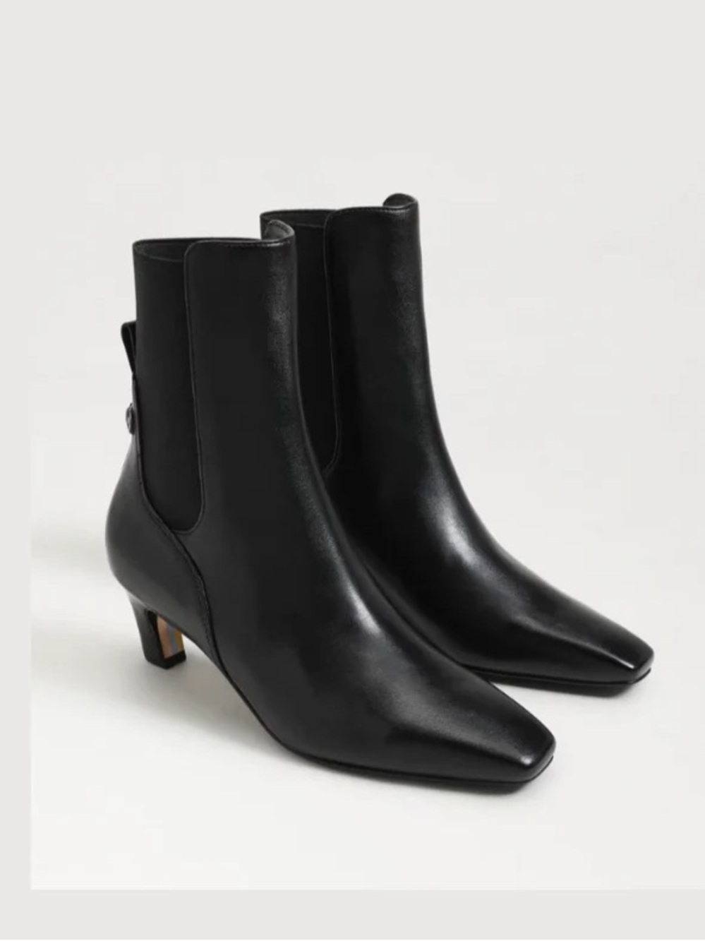 Sam Edelman Black Leather Square Toe Ankle Boots
